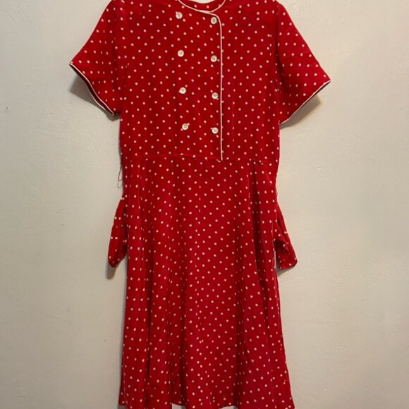 Vintage Talbot Red Polka Dot Dress with pockets size 8 Retro-Multi Era - Picture 1 of 8